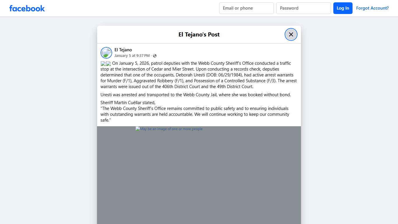 El Tejano - 🚨🚨 On January 5, 2026, patrol deputies with... Facebook